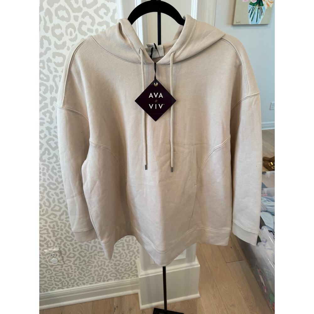 Ava & Viv Light Beige Hoodie Sweatshirt